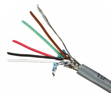 Quabbin Multiconductor RS-232, AWM 2919 – 24 AWG, 6 conductor, shielded, PVC, Chrome Gray