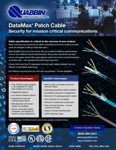 DataMax® Patch Cable - Security for mission critical communications